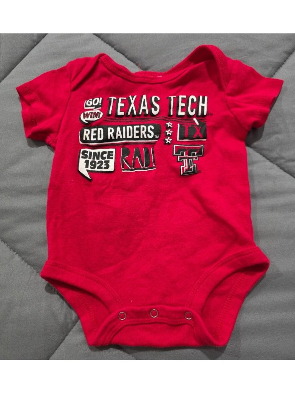 Texas Tech "Tiny Tailgater" INFANT Red Onesie Sz 3-6 months Red Raiders